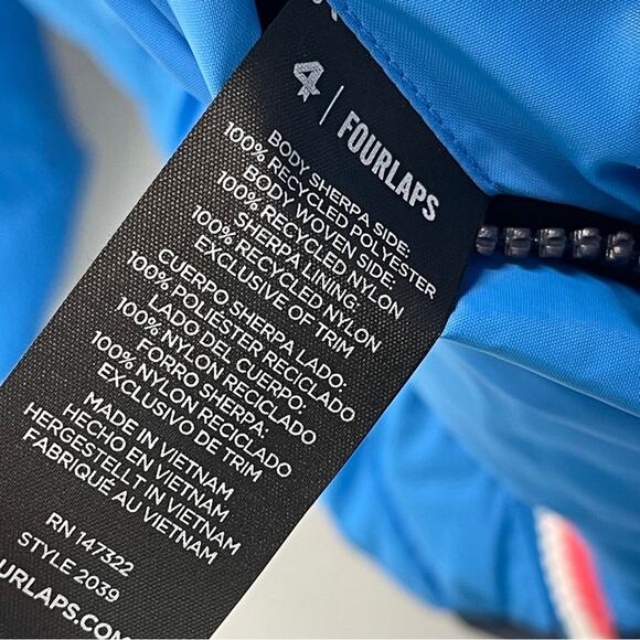 Reversible Polar Quilted sherpa Jacket Large Navy Cornflower - Picture 10 of 15